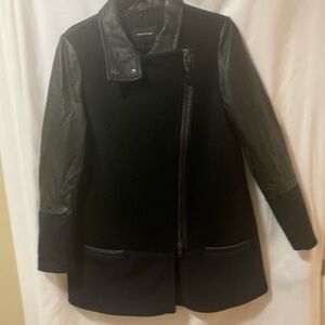 Mackage Black Leather Sleeve Coat